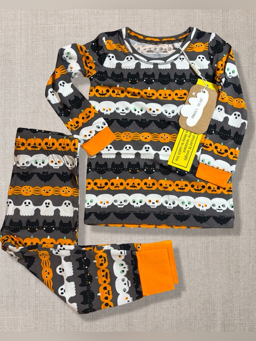 Angel Dear 18-24M Bamboo Halloween Pajamas Glow Dark Ghost Pumpkin Cat NWT